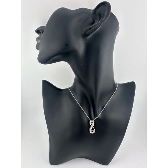 Beautiful INFINITY Necklace - 14kt Gold & Sterling Silver with Natural Diamonds - Picture 3 of 11